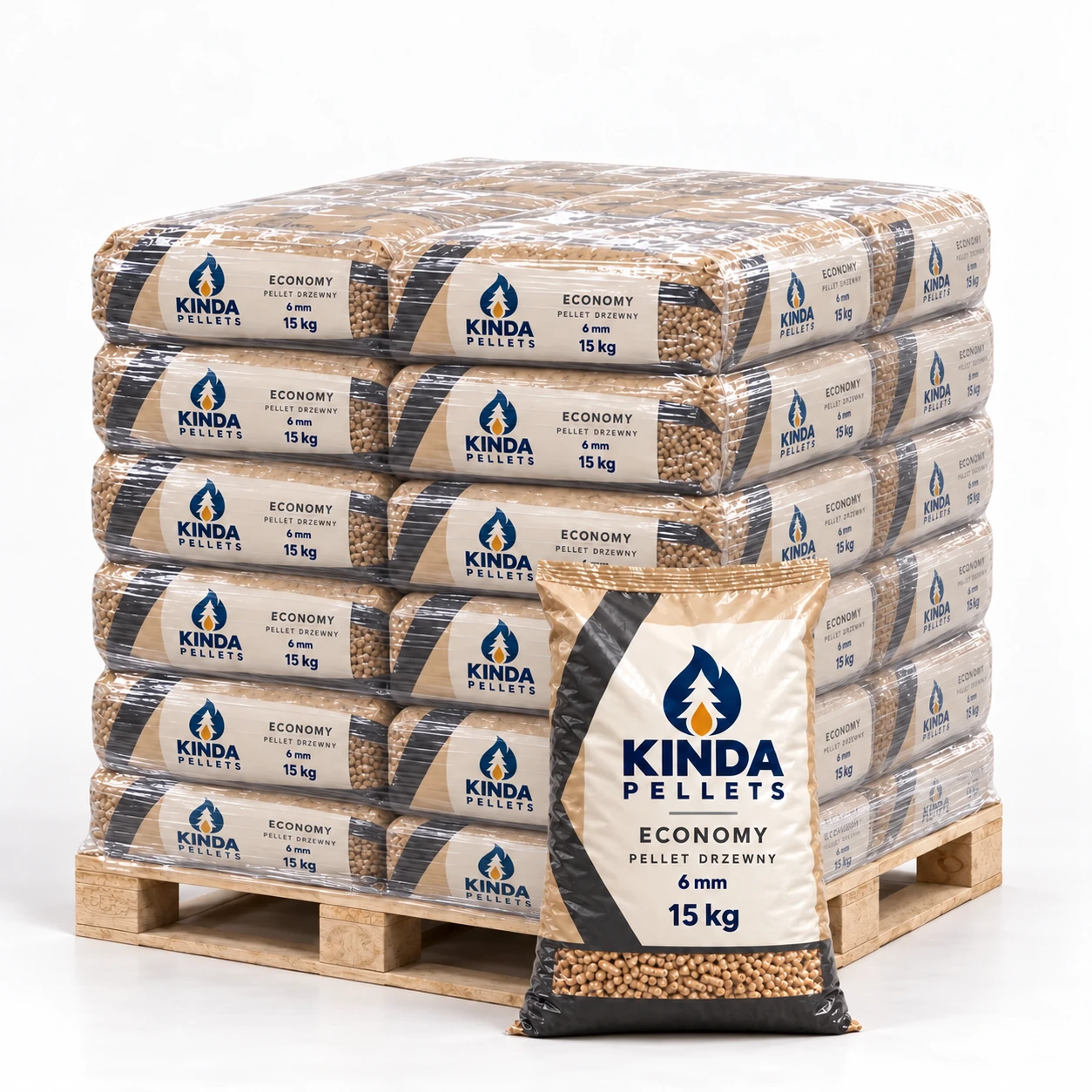 Pellet drzewny Economy 6 mm · 750 kg (50 worków × 15 kg)