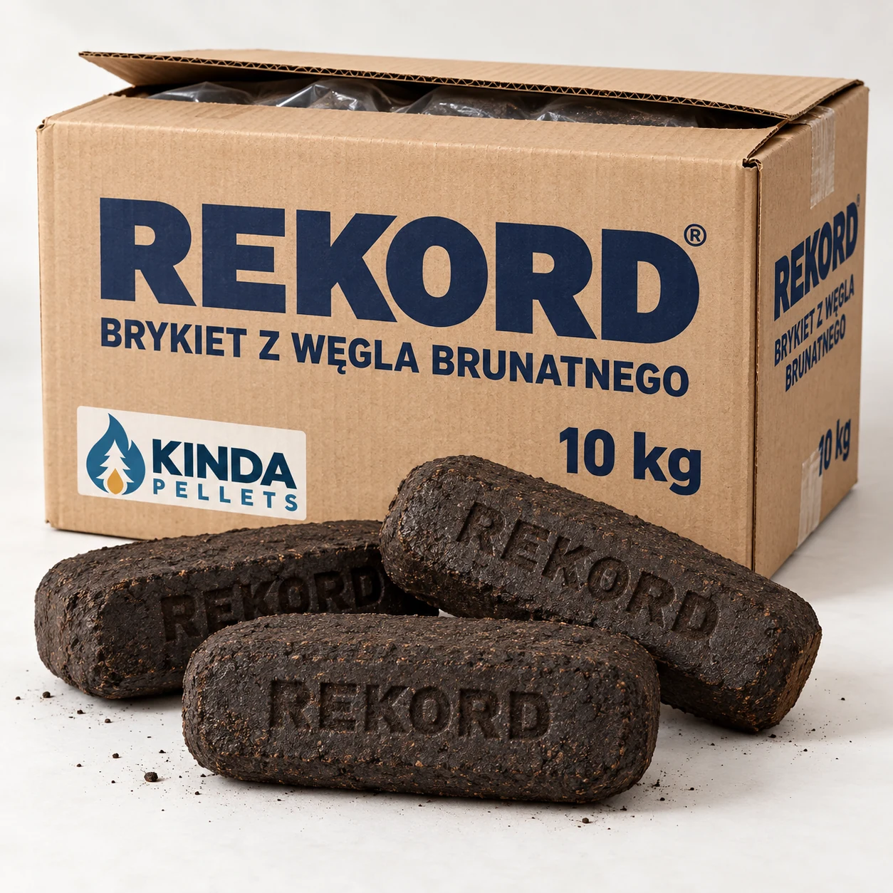 Brykiet z węgla brunatnego REKORD · paleta 900 kg (90 × 10 kg)