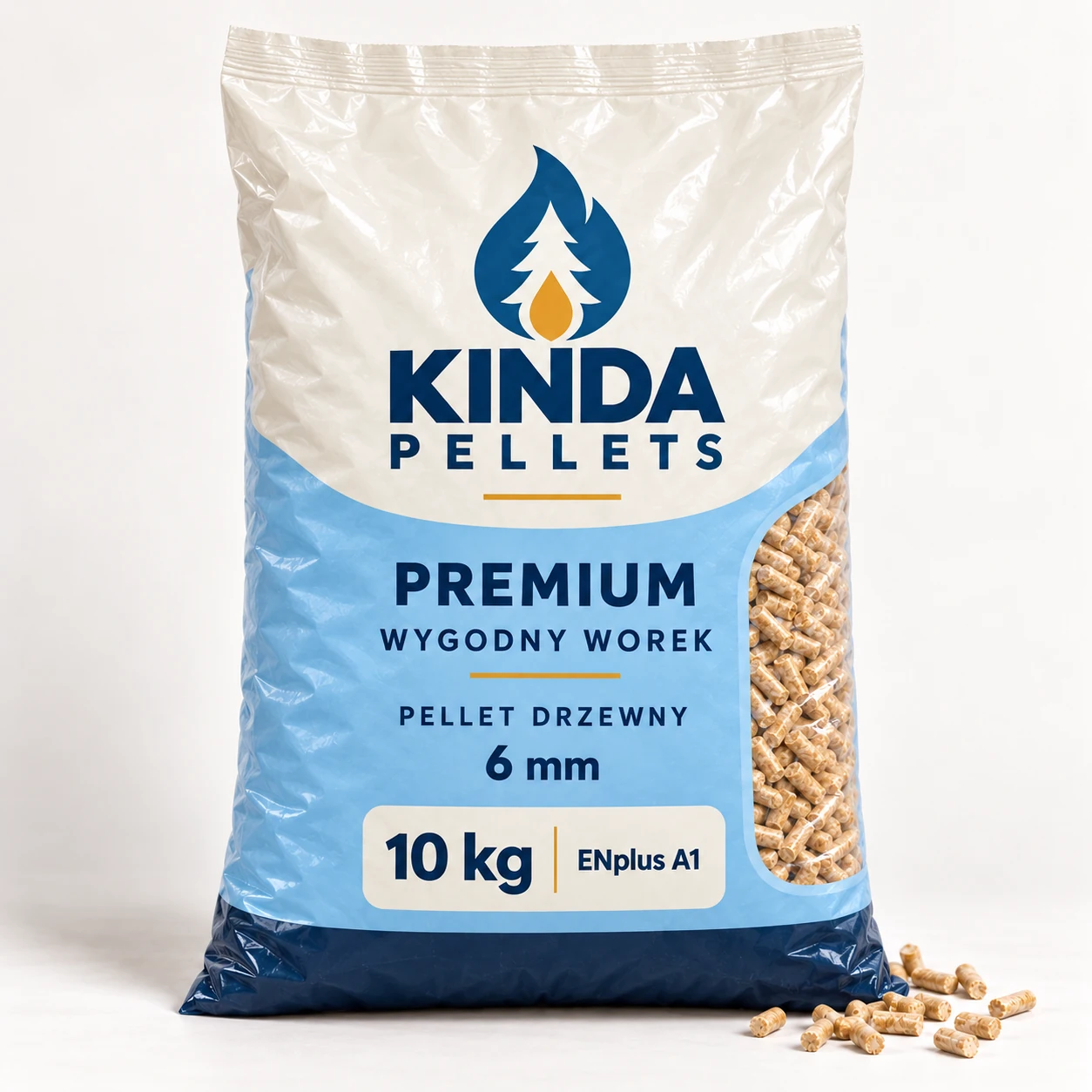 Pellet Kinda Premium 6 mm · paleta 990 kg (99 × 10 kg)